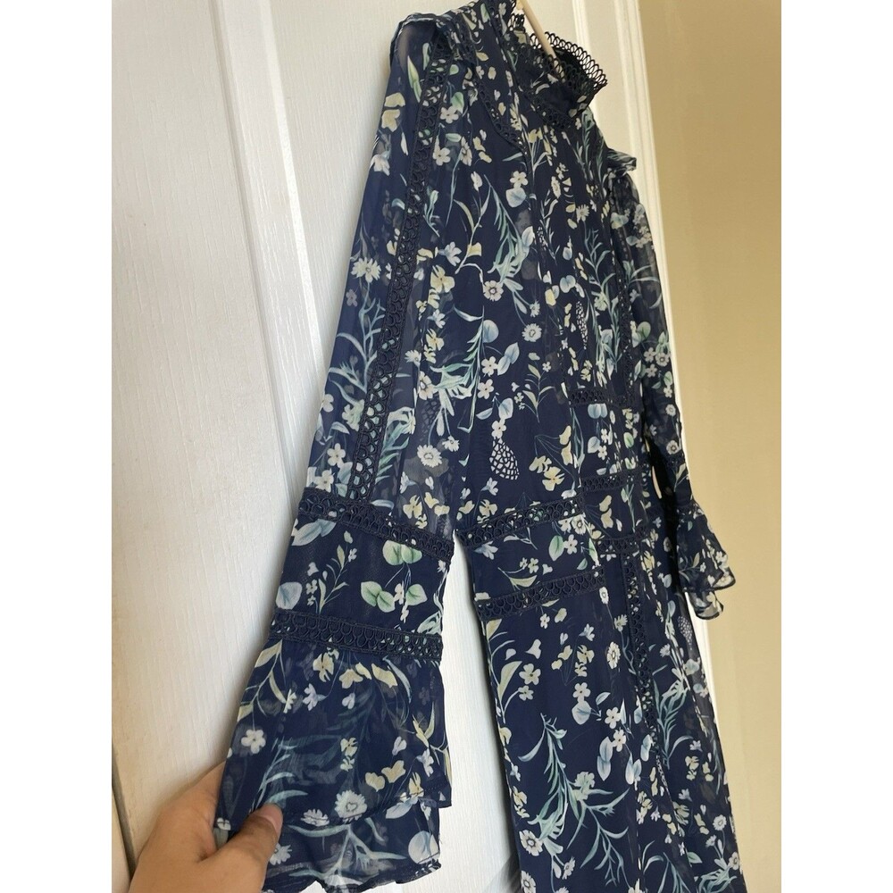Dalia McPhee Midi Dress Floral Navy Blue Size Large - Picture 10 of 16